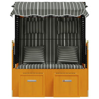 Thumbnail for Strandkorb mit Kissen Poly Rattan und Massivholz Schwarz & Grau