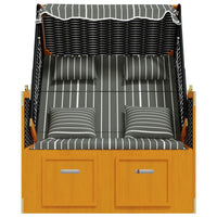 Thumbnail for Strandkorb mit Kissen Poly Rattan und Massivholz Schwarz & Grau