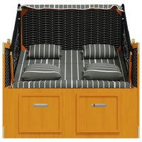 Thumbnail for Strandkorb mit Kissen Poly Rattan und Massivholz Schwarz & Grau