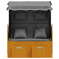 Thumbnail for Strandkorb mit Kissen Poly Rattan Massivholz Schwarz Anthrazit