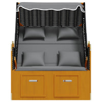 Thumbnail for Strandkorb mit Kissen Poly Rattan Massivholz Schwarz Anthrazit