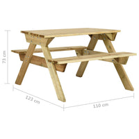 Thumbnail for Picknicktisch mit Bänken 110x123x73 cm Kiefernholz Imprägniert