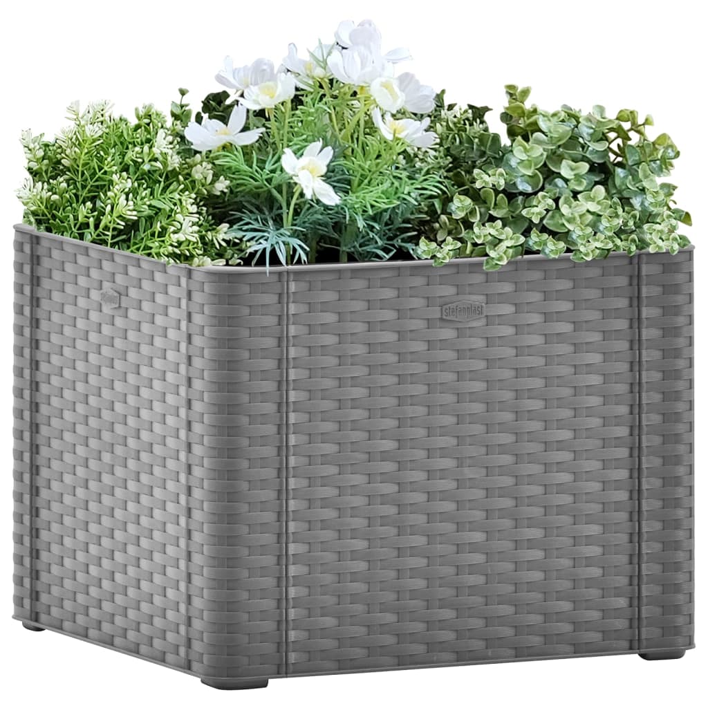 Garten-Hochbeet mit Selbstbewässerungssystem Grau 43x43x33 cm