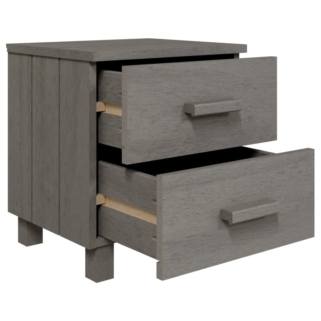 Nachttische 2 Stk. Hellgrau 40x35x44,5 cm Massivholz Kiefer