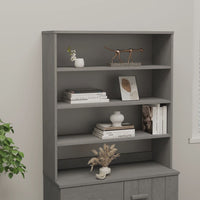 Thumbnail for Highboard-Aufsatz Hellgrau 90x30x100 cm Massivholz Kiefer