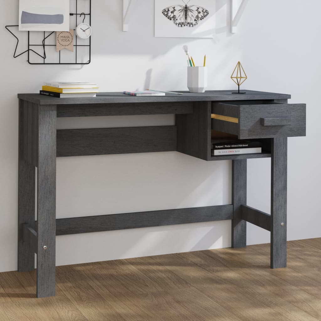 Schreibtisch Dunkelgrau 110x40x75 cm Massivholz Kiefer