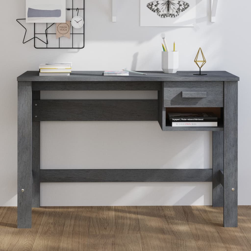 Schreibtisch Dunkelgrau 110x40x75 cm Massivholz Kiefer