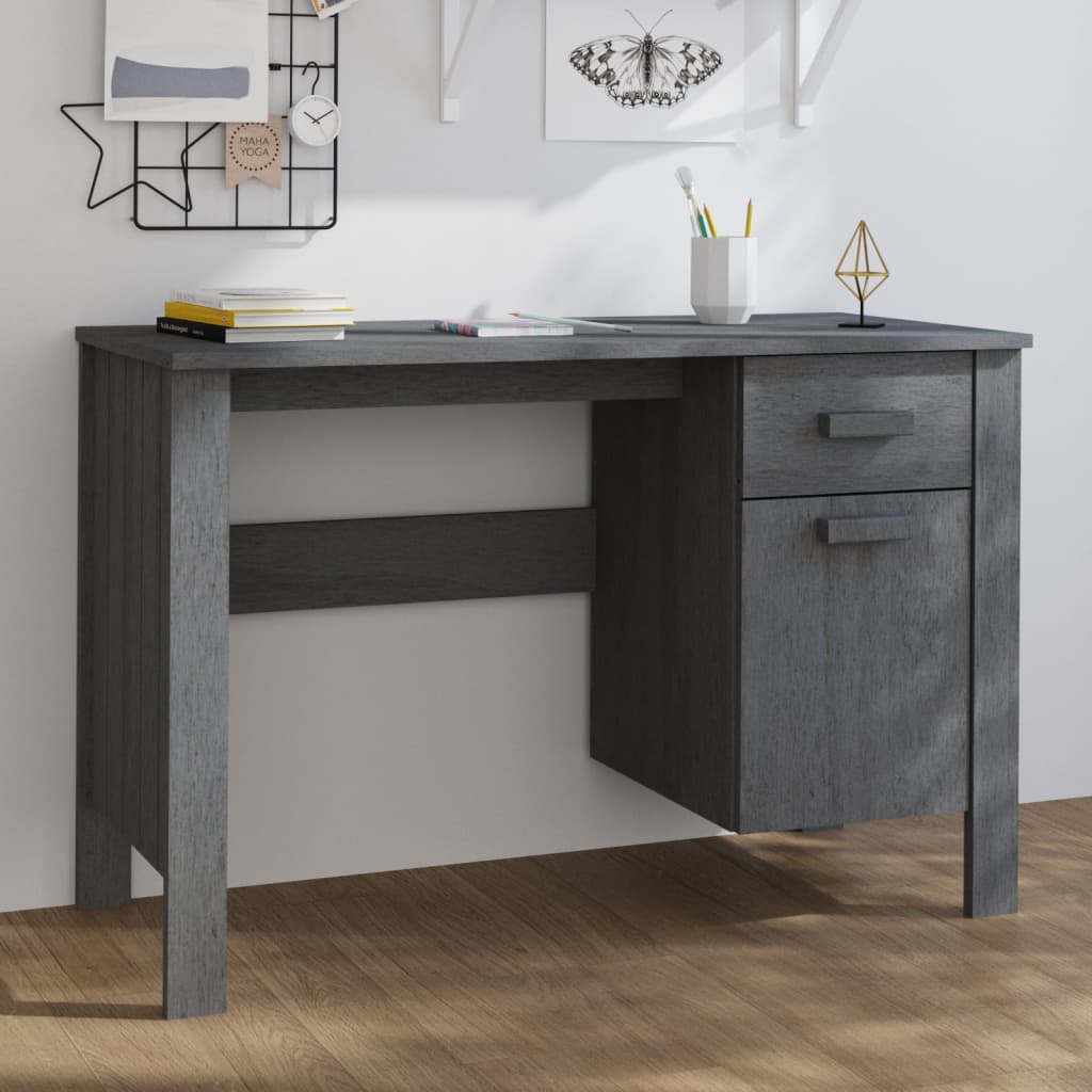 Schreibtisch Dunkelgrau 113x50x75 cm Massivholz Kiefer