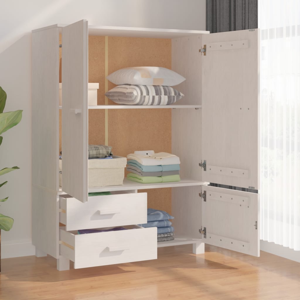 Kleiderschrank Weiß 99x45x137 cm Massivholz Kiefer