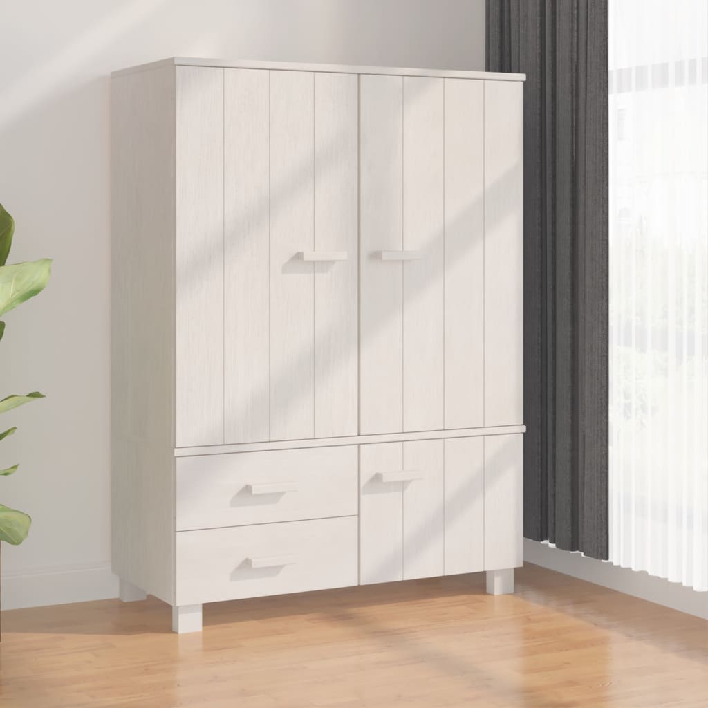 Kleiderschrank Weiß 99x45x137 cm Massivholz Kiefer
