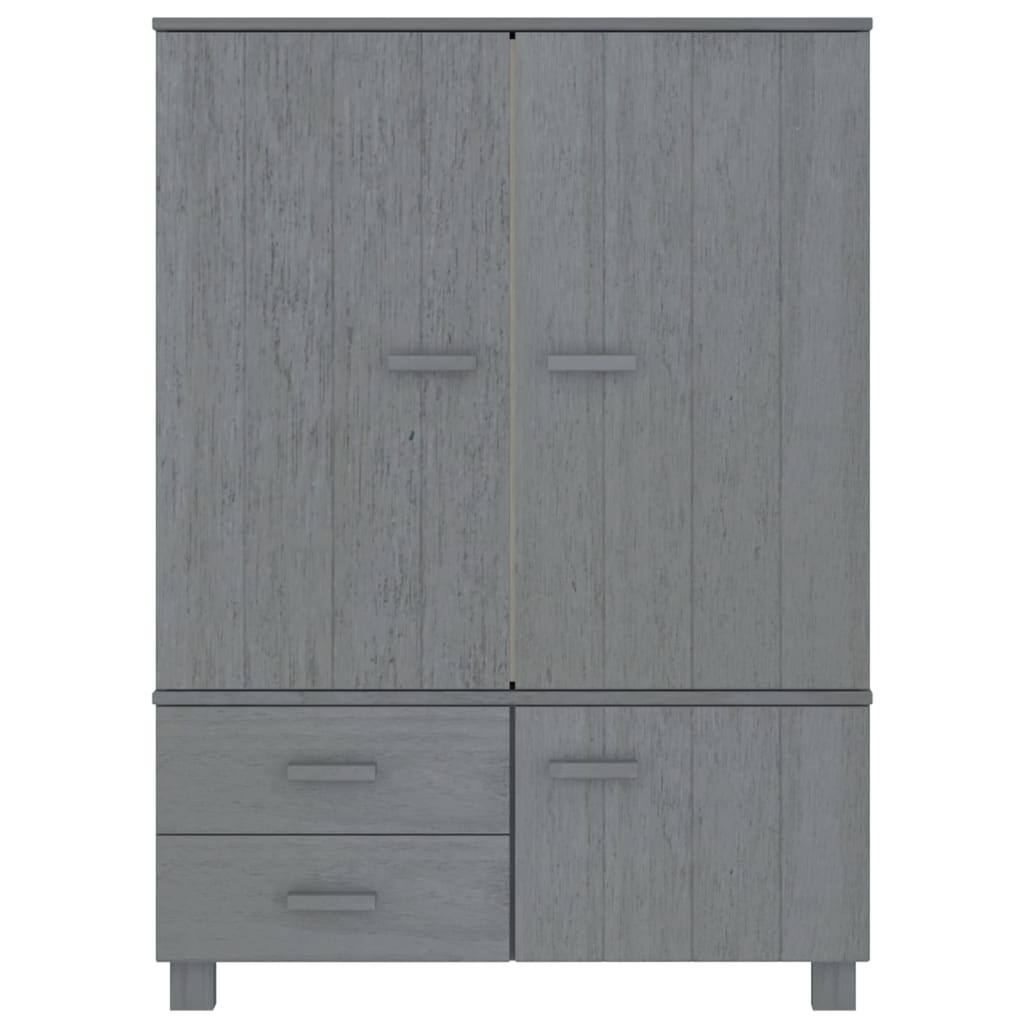 Kleiderschrank Dunkelgrau 99x45x137 cm Massivholz Kiefer