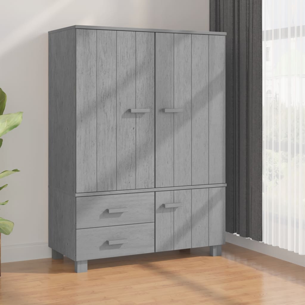 Kleiderschrank Dunkelgrau 99x45x137 cm Massivholz Kiefer