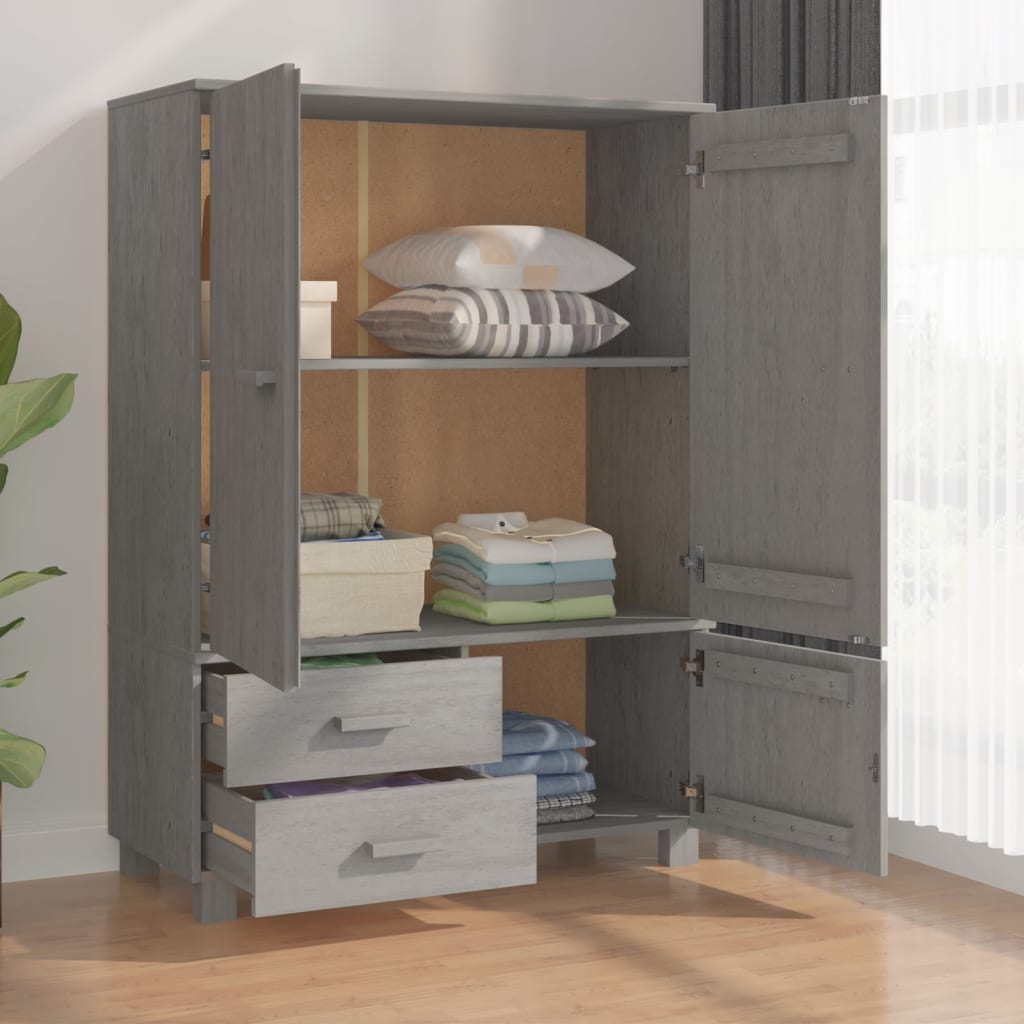 Kleiderschrank Hellgrau 99x45x137 cm Massivholz Kiefer