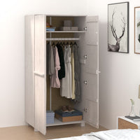 Thumbnail for Kleiderschrank Weiß 89x50x180 cm Massivholz Kiefer
