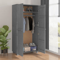 Thumbnail for Kleiderschrank Dunkelgrau 89x50x180 cm Massivholz Kiefer