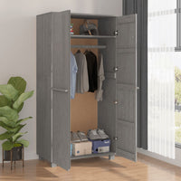 Thumbnail for Kleiderschrank Hellgrau 89x50x180 cm Massivholz Kiefer