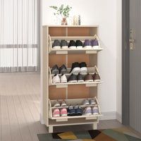 Thumbnail for Schuhschrank Honigbraun 59,5x35x117 cm Massivholz Kiefer