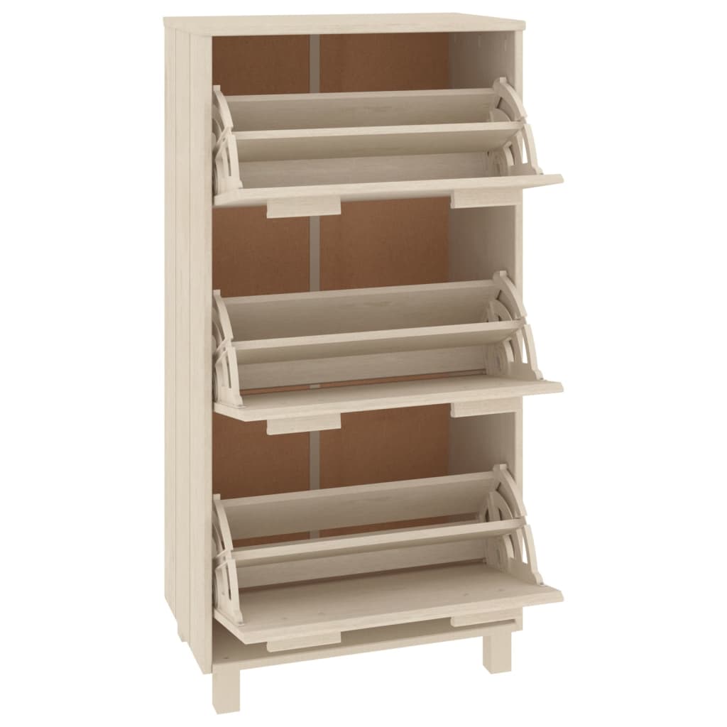 Schuhschrank Honigbraun 59,5x35x117 cm Massivholz Kiefer