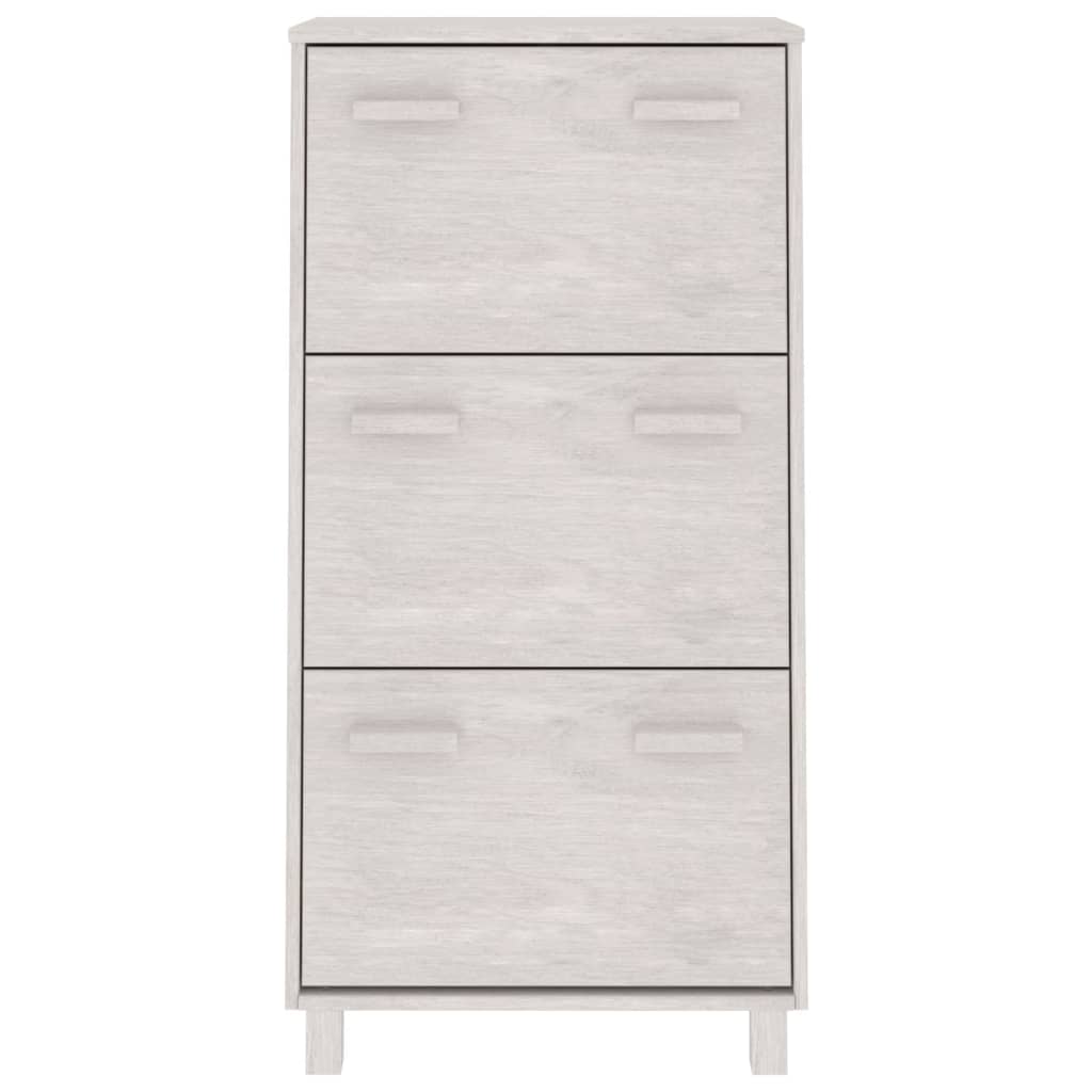 Schuhschrank Weiß 59,5x35x117 cm Massivholz Kiefer