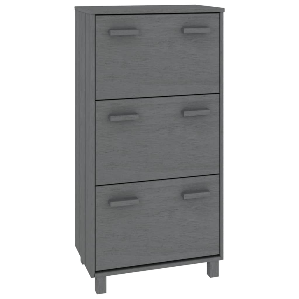 Schuhschrank Dunkelgrau 59,5x35x117 cm Massivholz Kiefer