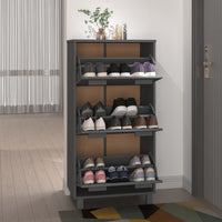 Thumbnail for Schuhschrank Dunkelgrau 59,5x35x117 cm Massivholz Kiefer