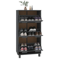 Thumbnail for Schuhschrank Dunkelgrau 59,5x35x117 cm Massivholz Kiefer