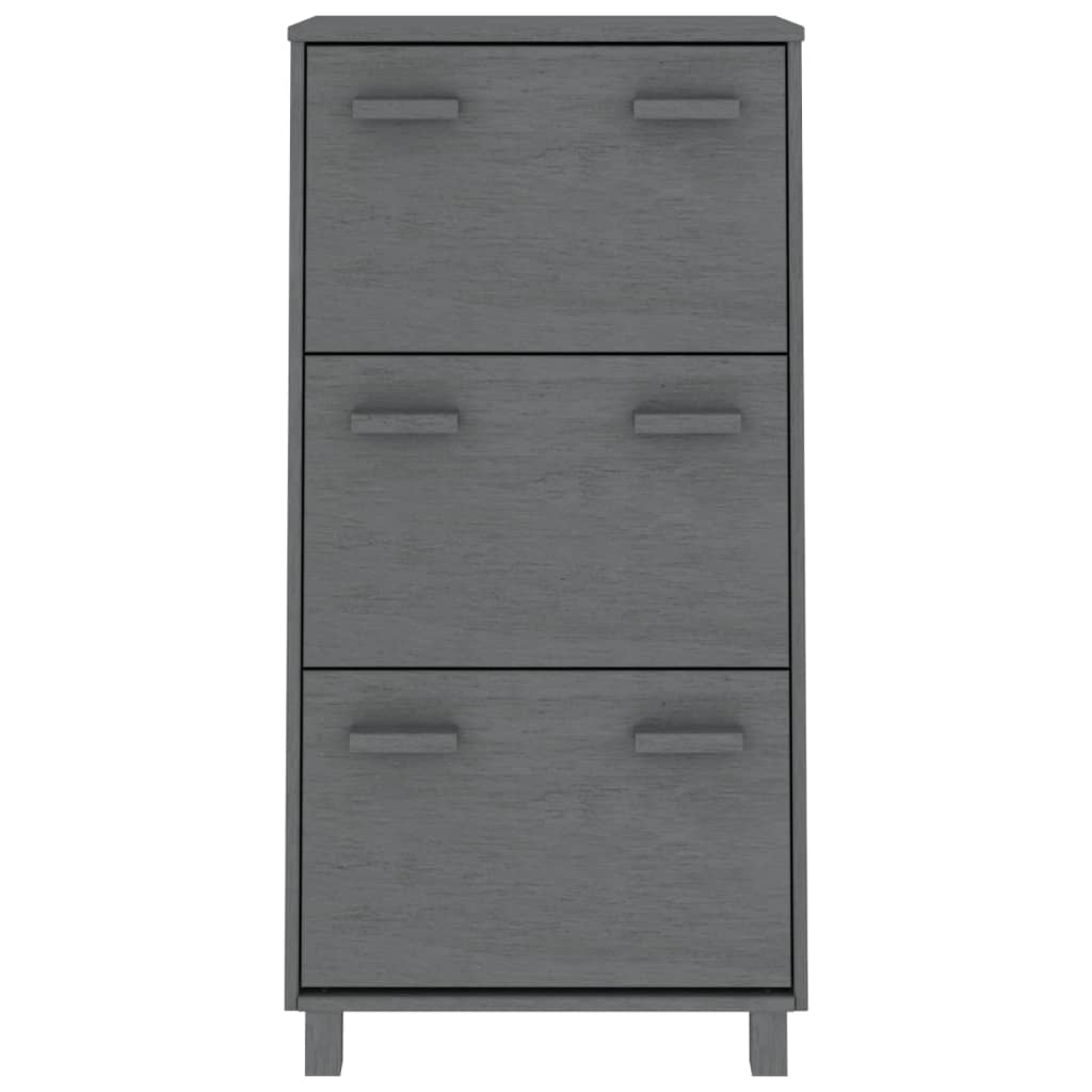 Schuhschrank Dunkelgrau 59,5x35x117 cm Massivholz Kiefer