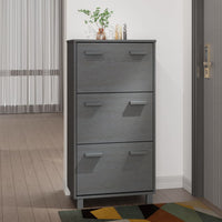 Thumbnail for Schuhschrank Dunkelgrau 59,5x35x117 cm Massivholz Kiefer
