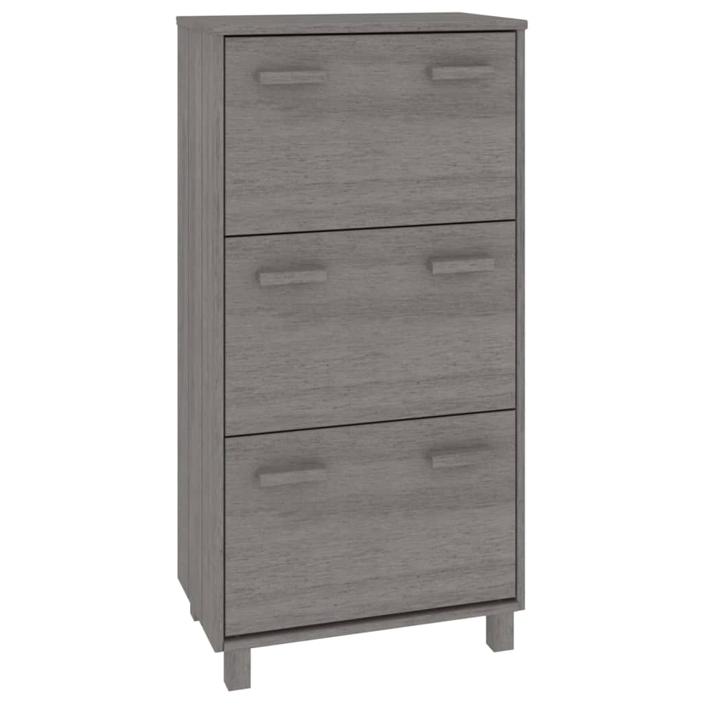Schuhschrank Hellgrau 59,5x35x117 cm Massivholz Kiefer
