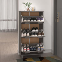 Thumbnail for Schuhschrank Hellgrau 59,5x35x117 cm Massivholz Kiefer