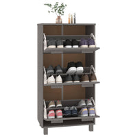 Thumbnail for Schuhschrank Hellgrau 59,5x35x117 cm Massivholz Kiefer