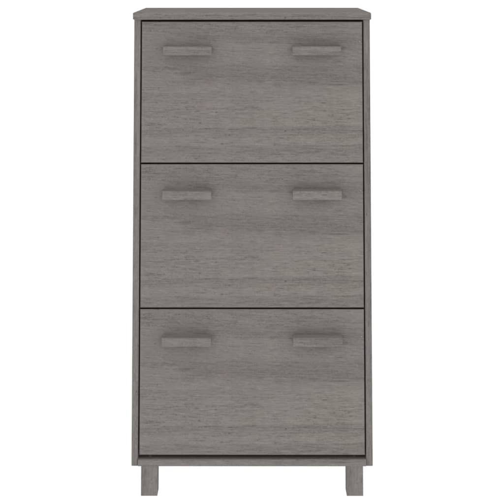 Schuhschrank Hellgrau 59,5x35x117 cm Massivholz Kiefer