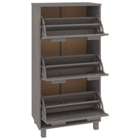 Thumbnail for Schuhschrank Hellgrau 59,5x35x117 cm Massivholz Kiefer