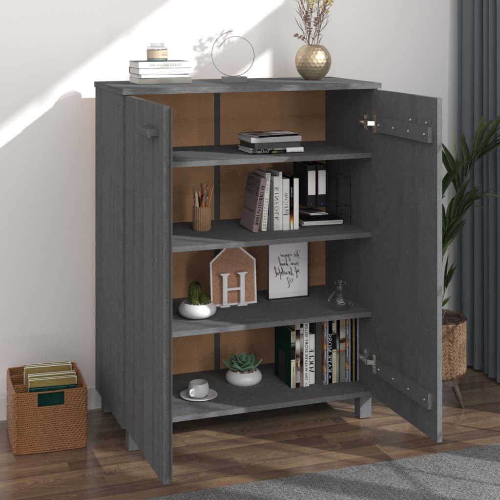 Schuhschrank Dunkelgrau 85x40x108 cm Massivholz Kiefer