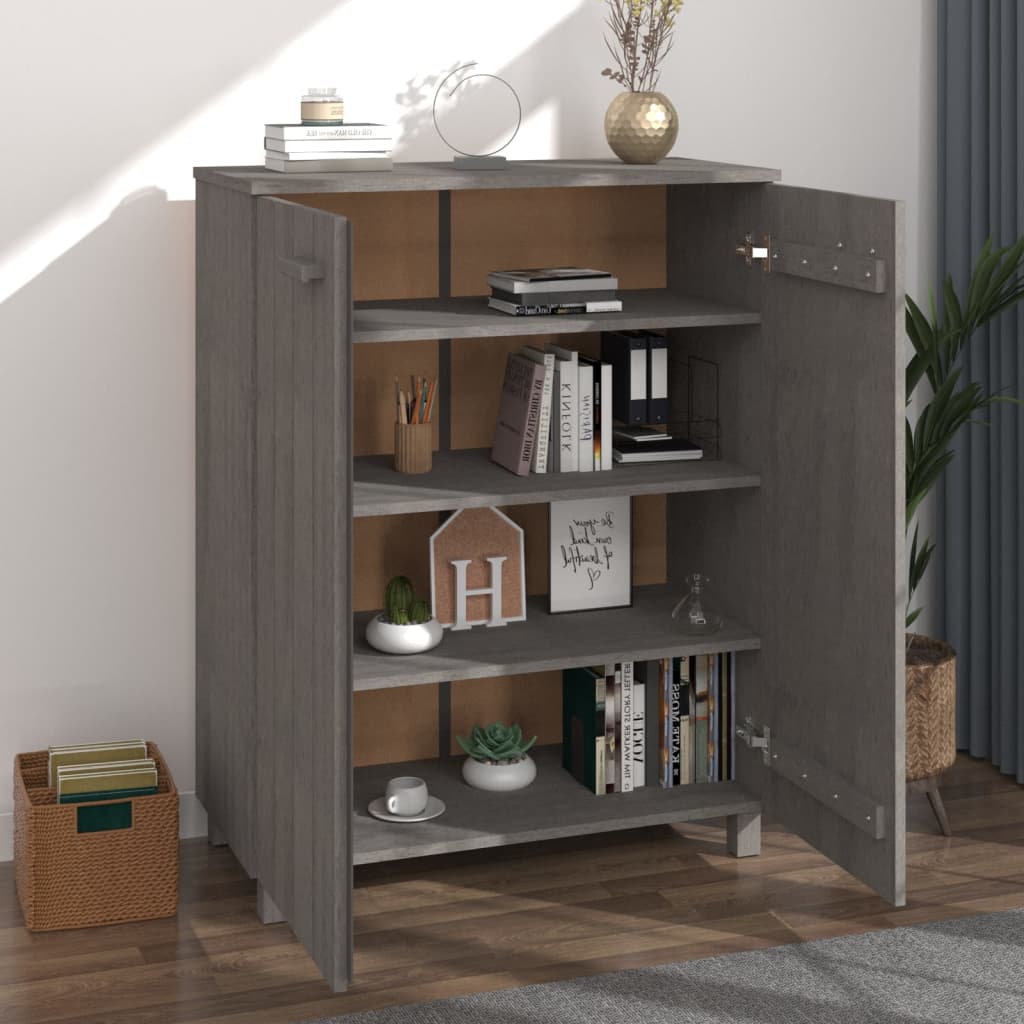 Schuhschrank Hellgrau 85x40x108 cm Massivholz Kiefer