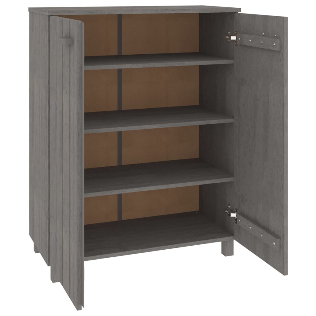 Schuhschrank Hellgrau 85x40x108 cm Massivholz Kiefer