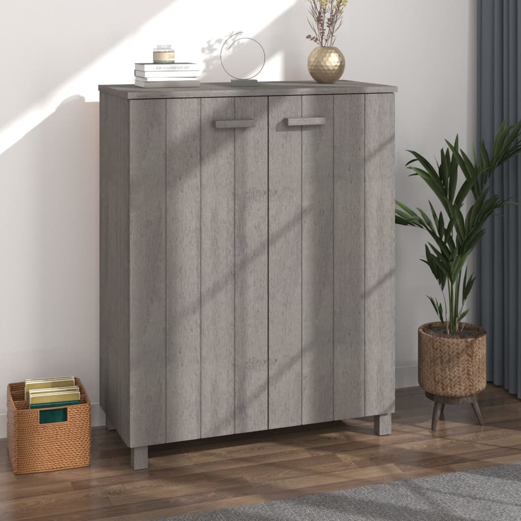 Schuhschrank Hellgrau 85x40x108 cm Massivholz Kiefer