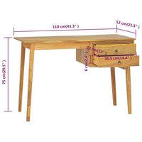 Thumbnail for Schreibtisch mit 2 Schubladen 110x52x75 cm Massivholz Teak