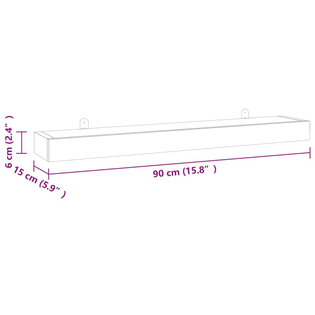 Wandregale 2 Stk. 90x15x6 cm Massivholz Teak