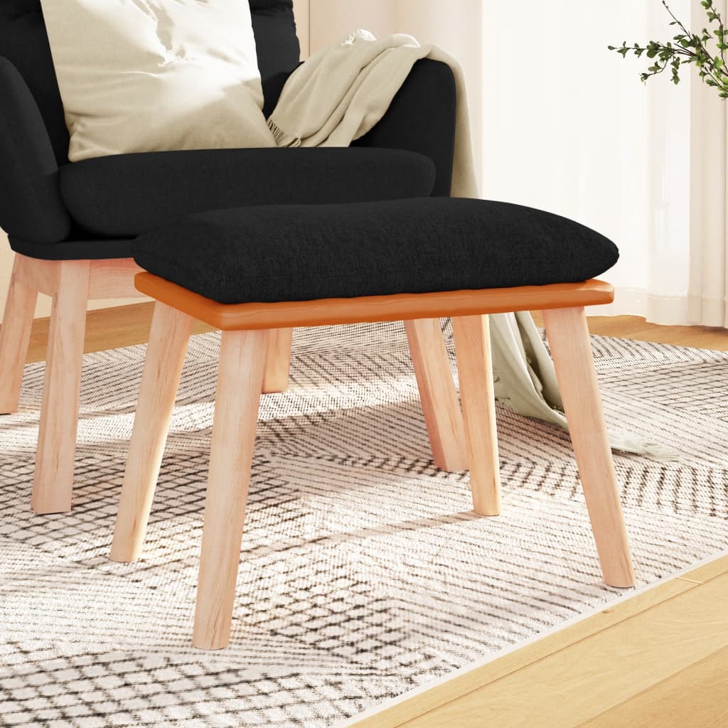 Fußhocker Schwarz 45x29,5x39 cm Stoff und Kunstleder