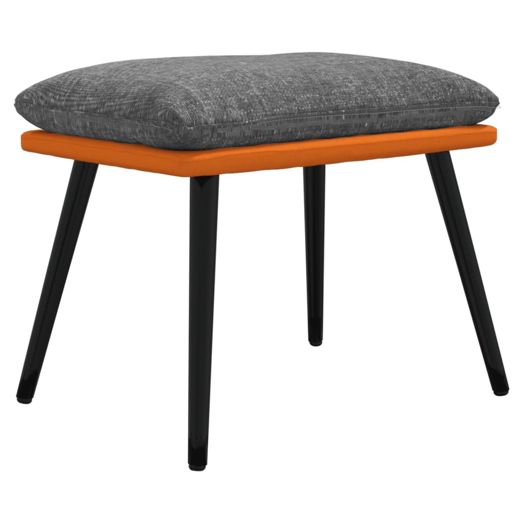Fußhocker Hellgrau/Orange 45x29,5x39 cm Stoff und Kunstleder