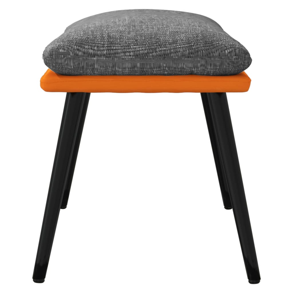 Fußhocker Hellgrau/Orange 45x29,5x39 cm Stoff und Kunstleder