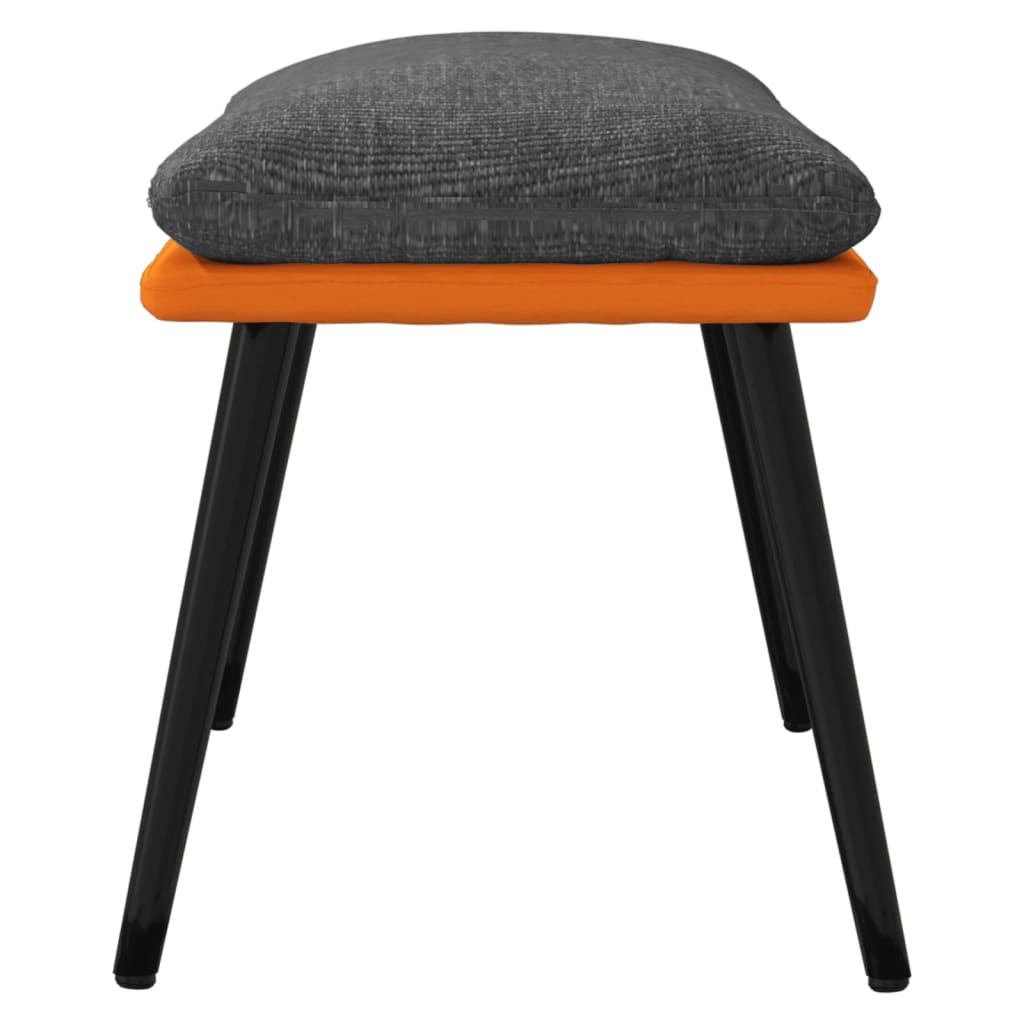 Fußhocker Dunkelgrau/Orange 45x29,5x39 cm Stoff und Kunstleder