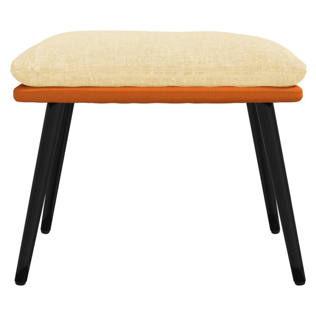 Fußhocker Creme/Orange 45x29,5x39 cm Stoff und Kunstleder