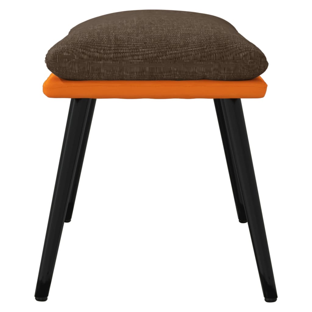 Fußhocker Braun/Orange 45x29,5x39 cm Stoff und Kunstleder