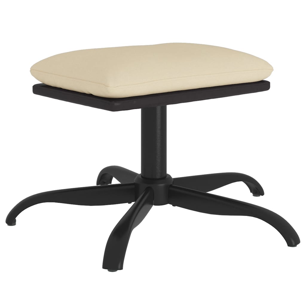 Fußhocker Creme 60x60x39 cm Stoff und Kunstleder