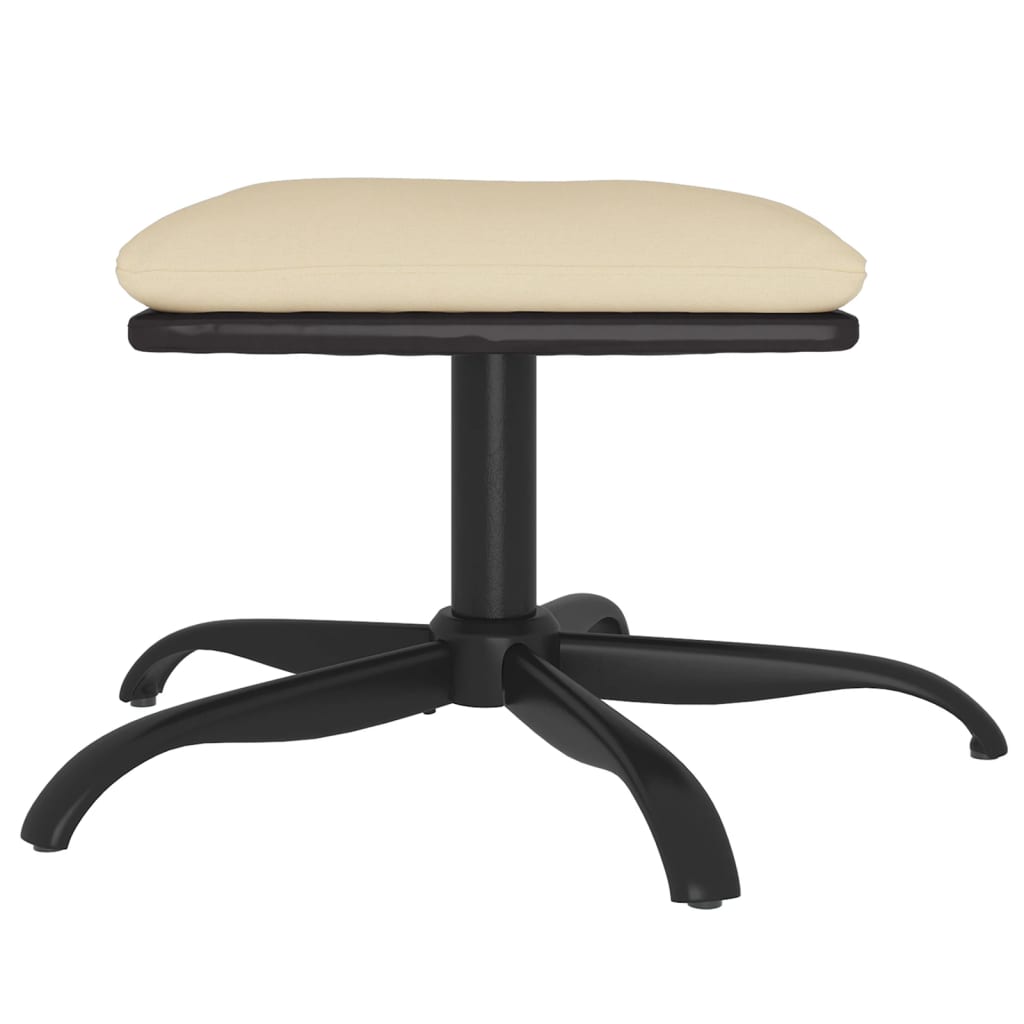 Fußhocker Creme 60x60x39 cm Stoff und Kunstleder