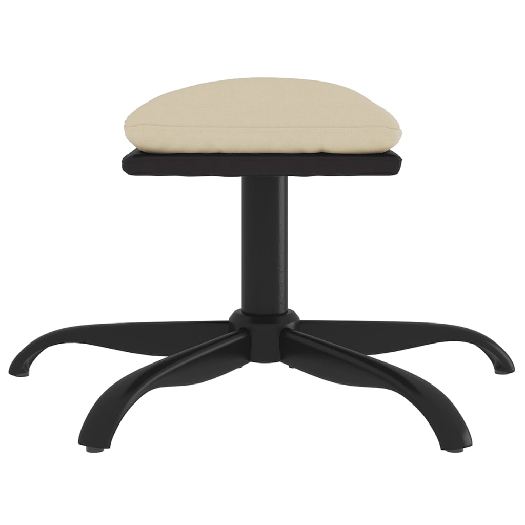 Fußhocker Creme 60x60x39 cm Stoff und Kunstleder