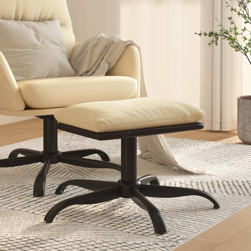 Fußhocker Creme 60x60x39 cm Stoff und Kunstleder