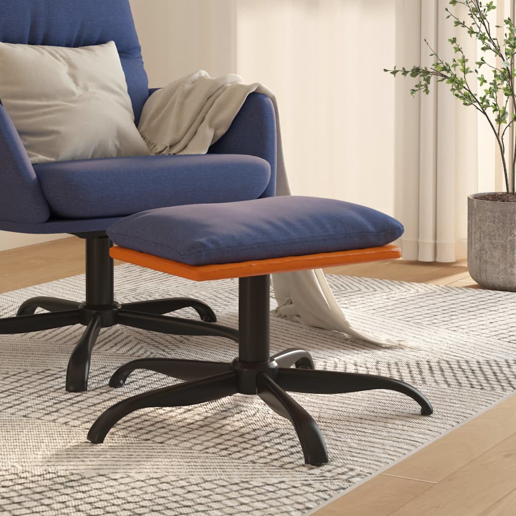 Fußhocker Blau 60x60x39 cm Stoff und Kunstleder